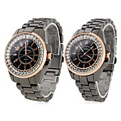 par de aleación de cuarzo analógico reloj de pulsera (negro)