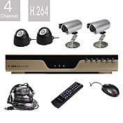 ultra baixo preço 4 chanel cctv h.264 kit dvr com 4 câmeras de visão noturna CMOS