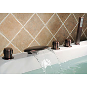 Oil-rubbed Bronze Waterfall Tub Faucet with Hand Shower