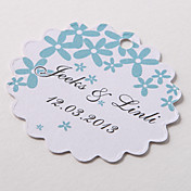 Personalized Scalloped Favor Tag – Blue Flower (Set of 60)