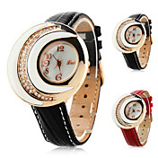 Women's Leather Aanlog Quartz Wrist Watch with Moon-shaped Case (Assorted Colors)