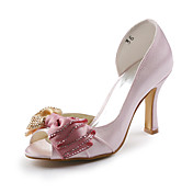 Satin Stiletto Peep Toe Pumps With Bow For Wedding (More Colors)