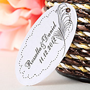 Personalized Oval Favor Tag – Feather (Set of 60)