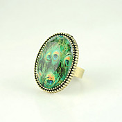 peacock print oval innrammet ring