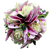 lirio de raso morado y rosa blanca ramo de novia