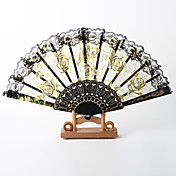 Gorgous Rose Pattern Fan With Lace – Set of 4 (More Colors)