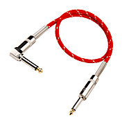 Red and Silver Braided Guitar Cable with Metal Right-angle Plug in 6 meter