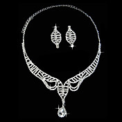 Silver Rhinestone Two Piece Diamond Pendant Ladies' Wedding Jewelry Set45 cm