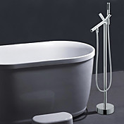 Revolvable Floor Standing Tub Faucet with Hand Shower - Chrome Finish