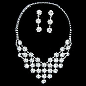 Gorgeous Rhinestone Two Piece Flower Design Ladies' Jewelry Set (45 cm)