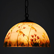 floral - pássaro modelado luz pingente de vidro com uma luz