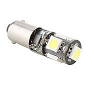 BA9S 1W 5x5050 SMD White Light LED Bulb for Car Brake Lamp (12V)