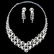 Silver Pearl Two Piece Gorgeous Piercing Design Ladies' Wedding Jewelry Set(45 cm)