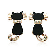 Mysterious Little Black Cat Ear Studs
