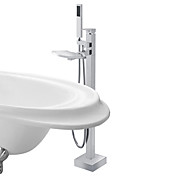 Solid Brass Floor Standing Tub Waterfall Shower Faucet with Hand Shower - Chrome Finish