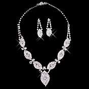 Silver Rhinestone Two Piece Ladies' Dazzling Leaves Wedding Jewelry Set (45 cm)