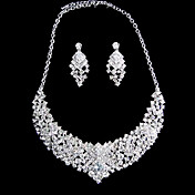 luksuriøse Rhinestone to stykke klassisk design kære halskæde og øreringe smykker sæt (50 cm)