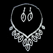 Elegant Willow Leaf Design Ladies Necklace and Earrings Jewelry Set (45 cm)