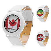 Unisex PU Analog Quartz Wrist Watch (White)