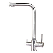 Contemporary Three Flows Stainless Steel Kitchen Faucet  with Two Handles (Chrome Finish)