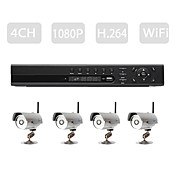 HD Advanced Level H.264 NVR Kit (4pcs H.264 Wireless IP Cameras + 4CH/6CH Adjustable NVR)