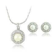 enkle elegansen perle med rhinestone to stykke damenes smykker sett (50 cm)