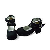 Handmade Black PU Leather 4.5cm High Heel Classic Lolita Shoes