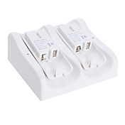 carregador por indução dupla com 2 baterias recarregáveis ​​para wii (500mah, branco)