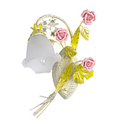 landelijke stijl wandlamp met 1 licht in witte bloemen schaduw