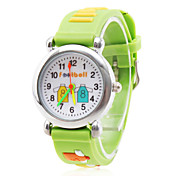 bande dessinée de football de silicone montre à affichage analogique-bracelet à quartz (vert)