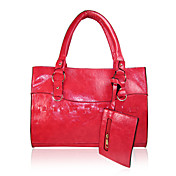 Stylish PU Tote With Small Cosmetic Pocket Front