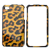 leopardo modello di paraurti della pelle e il caso e stand per iPhone 4 e 4S (giallo)