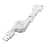 3-en-1 retráctiles de datos USB y el cable de carga (Micro USB, Mini USB y la manzana, blanco)