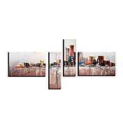 Peinture à l'huile réalisée à la main abstraite sur canevas tendu - Set de 4