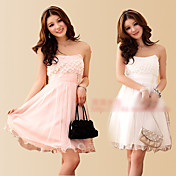 Strapless Pearl Chiffon Dress