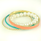 Multi-layered Design Ladies' Imitation Pearl Bracelet In Electroplating Alloy