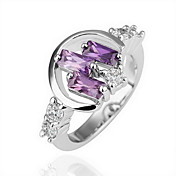 Gorgeous Crystal 18K Gold Three Purple Stone Fashion Ring
