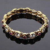 Fashion Ladies' Clear Rhinestone In Golden Alloy Bracelet