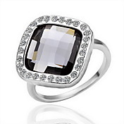 cristal magnifique 18k plaqué or noir anneau de mode de pierre