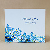 dank u kaart - blauwe bloemen - set van 50