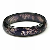Ladies' Resin Round Bangles Classic Bracelet With Maple Leaves
