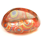 Ladies' Resin Round Bangles Classic Bracelet In Sea Wave Shaped With Round Prints