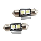 31mm 2*5050 SMD White LED CANBUS Car Signal Lights (2-Pack, DC 12V)