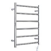 60w contemporánea de montaje en pared de acero inoxidable acabado pulido tubo circular warmmer toalla tendedero