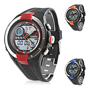 azzurro maschile multi-funzionale in gomma analogico digitale multi-movimento dell'orologio da polso (nero)