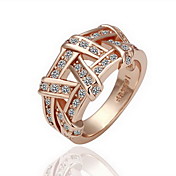 superbe zircone cubique en or 18 carats bague plaquée mode sillonnent