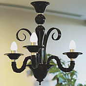 Artistic Candle Feature Chandeliers with 3 Lights Chrome Finished