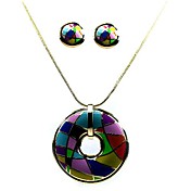 Geometric Pattern Ladies' Jewelry Sets In Alloy With Enamel Including Necklace & Earrings Set