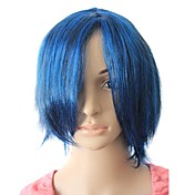 capless synthétique perruque bleu et noir partie courte