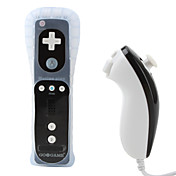 duas cores MotionPlus remoto e nunchuk controlador para wii / wii u com o caso de silício (branco e preto)